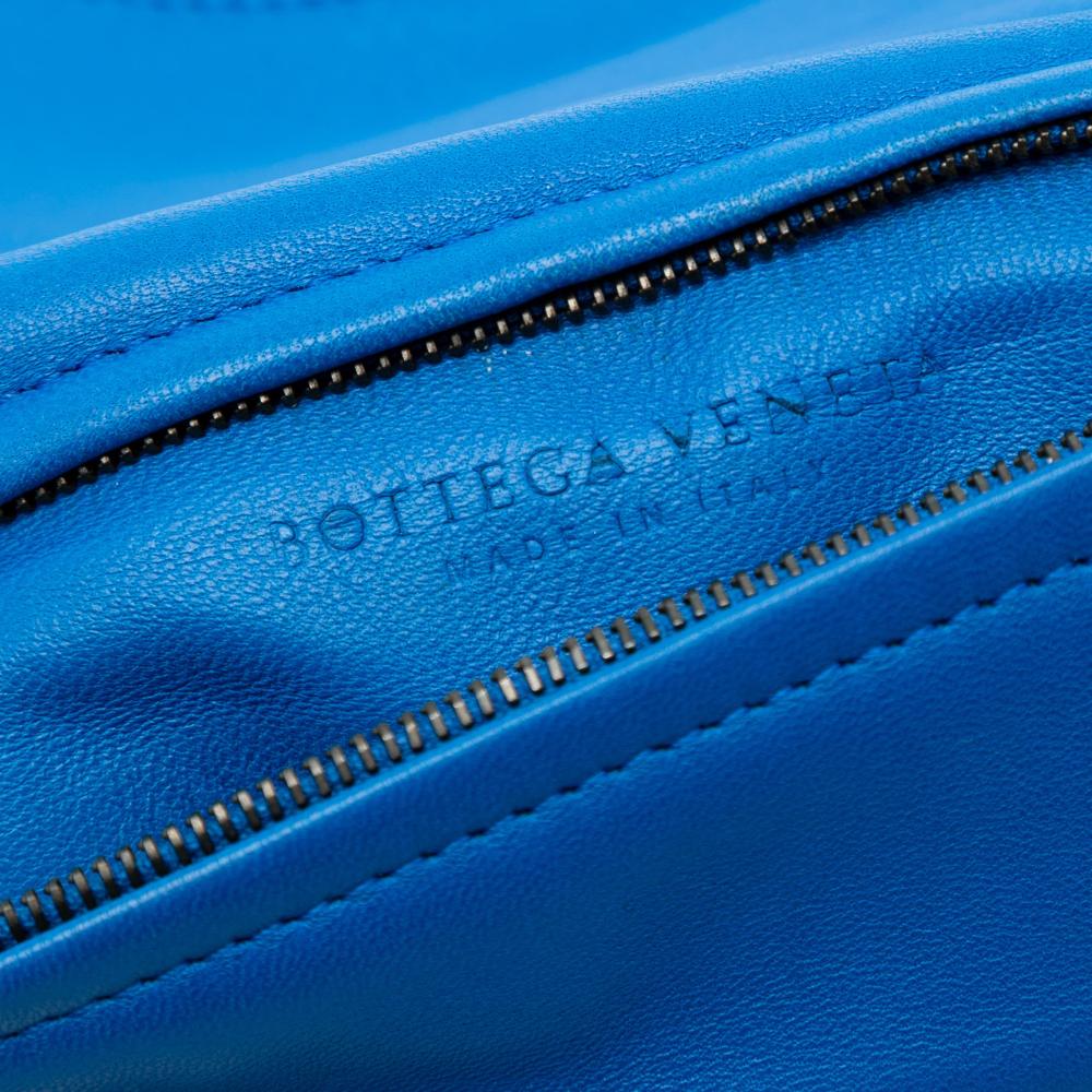 Bottega Veneta B Bottega Veneta Blue Nappa Leather Leather Nappa Intrecciato Turn Lock Clutch Italy