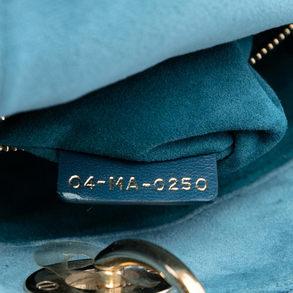 Christian Dior B Dior Blue Light Blue Velvet Fabric Mini Cannage Lady Dior Italy