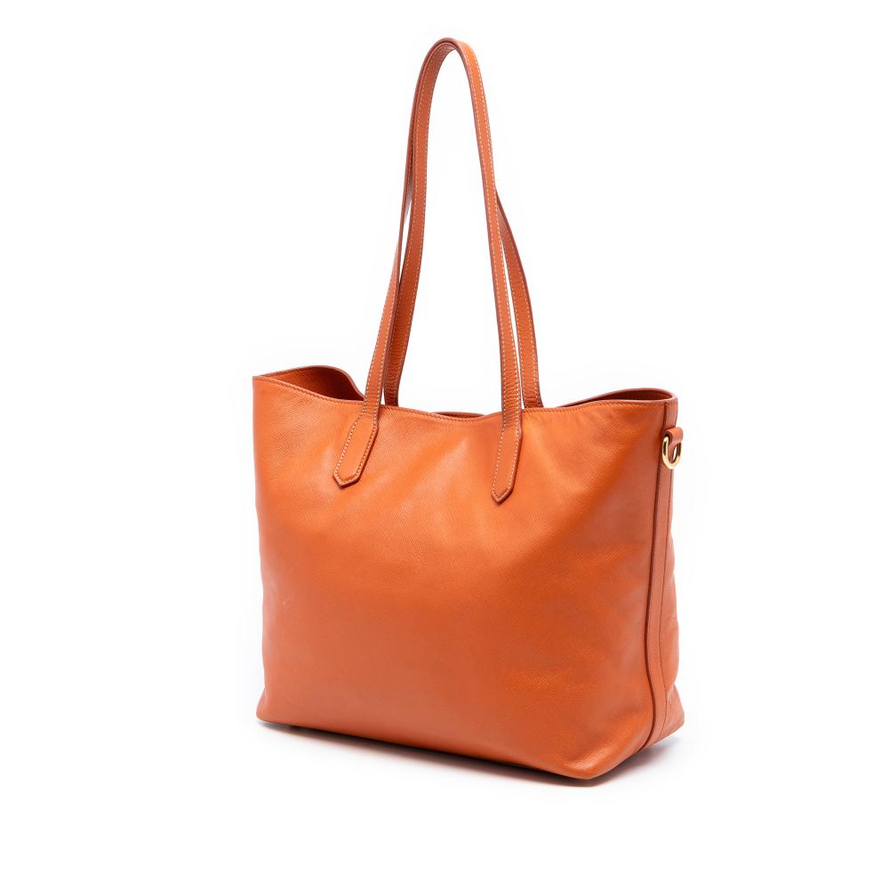 Prada B Prada Orange Saffiano Leather Open Convertible Tote Italy