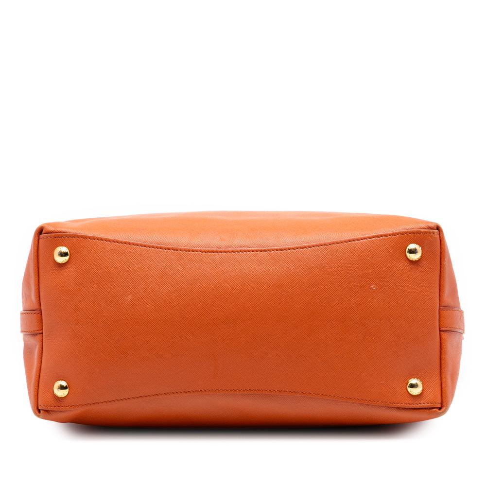 Prada B Prada Orange Saffiano Leather Open Convertible Tote Italy