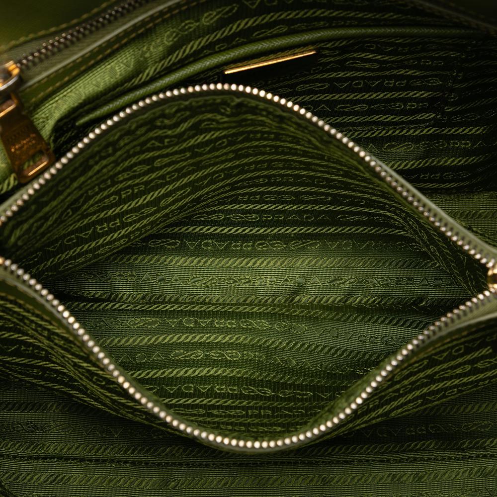 Prada B Prada Green Olive Green Saffiano Leather Large Lux Promenade Satchel Italy