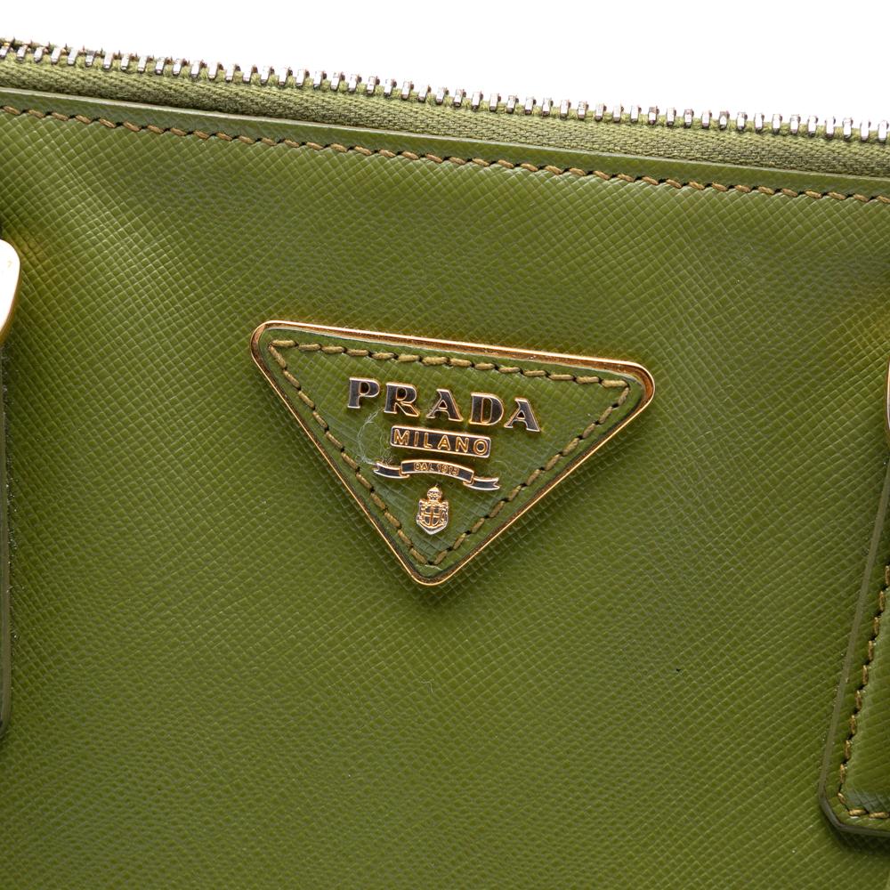 Prada B Prada Green Olive Green Saffiano Leather Large Lux Promenade Satchel Italy