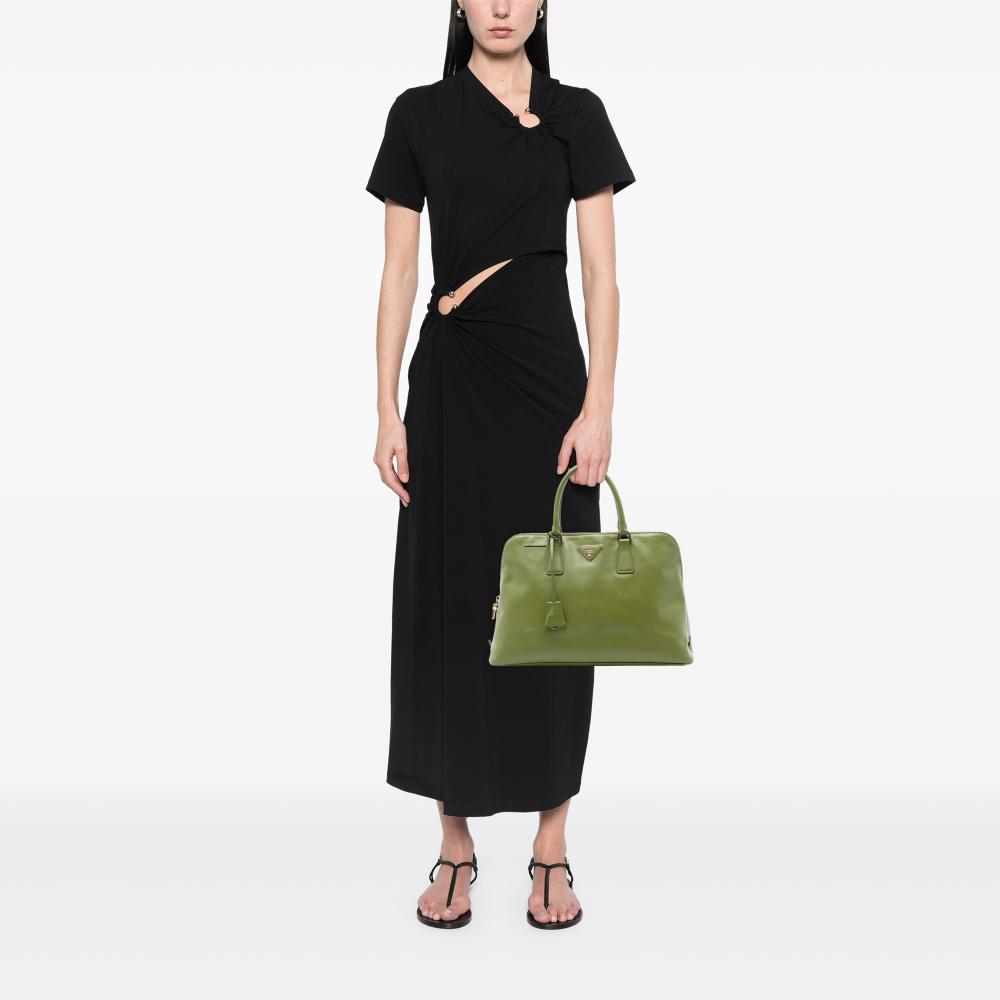 Prada B Prada Green Olive Green Saffiano Leather Large Lux Promenade Satchel Italy