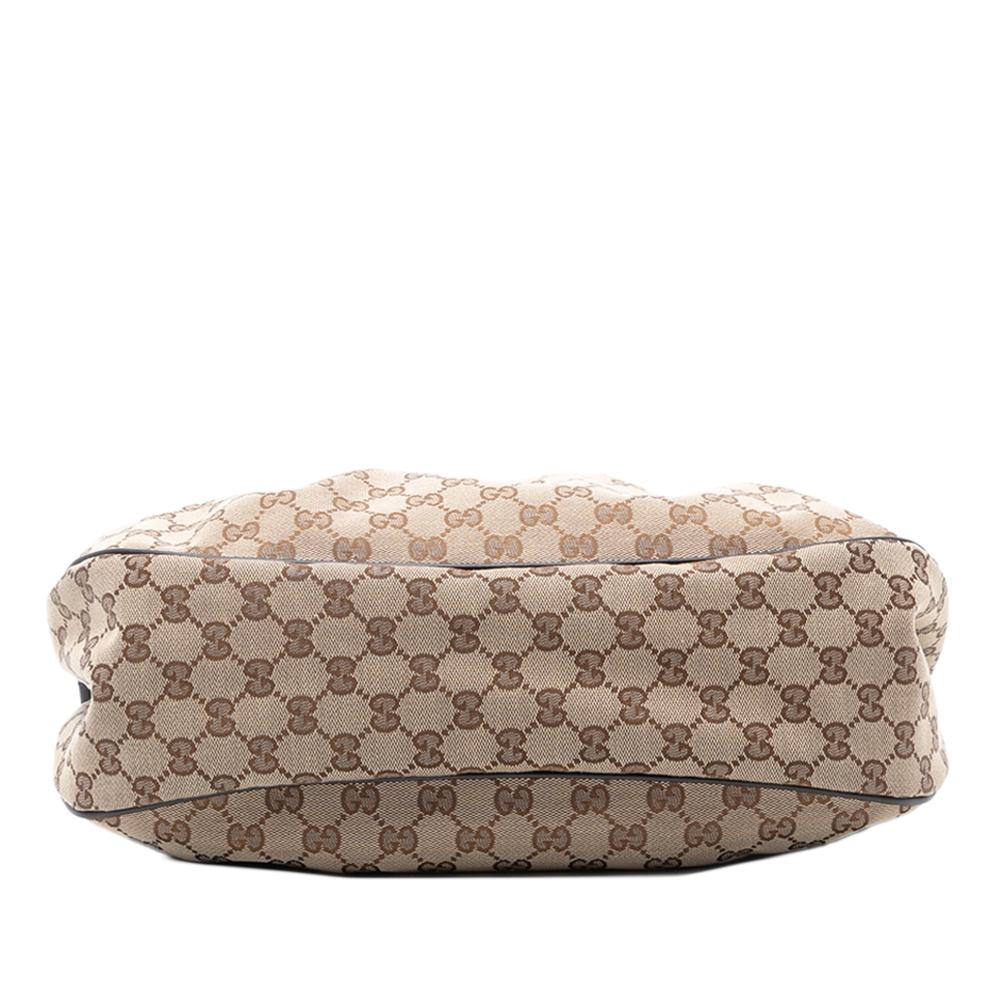 Gucci AB Gucci Brown Beige Canvas Fabric GG Sukey Shoulder Bag Italy