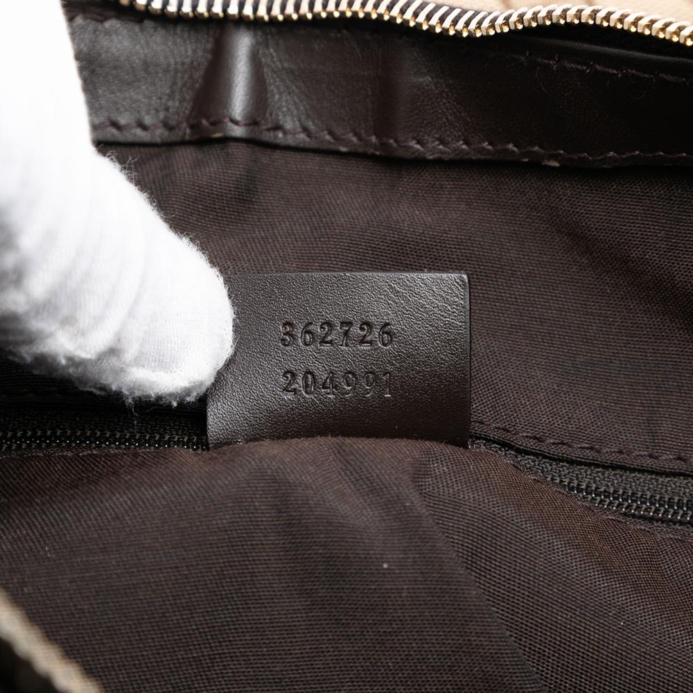 Gucci AB Gucci Brown Beige Canvas Fabric GG Sukey Shoulder Bag Italy