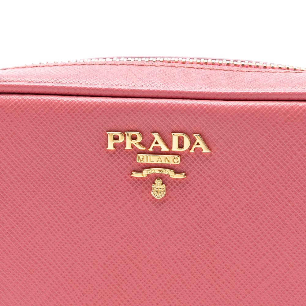 Prada B Prada Pink Blush Saffiano Leather Mini Camera Bag Italy