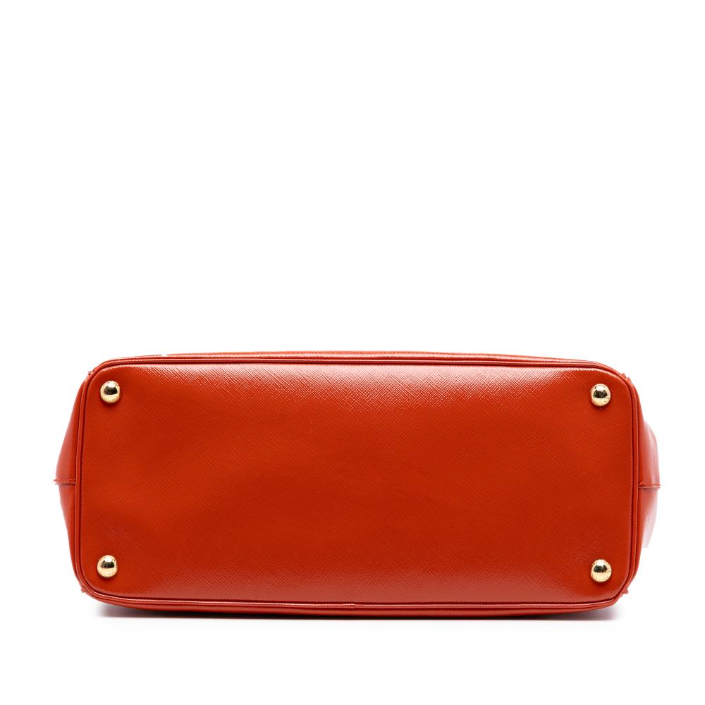 Prada B Prada Orange Dark Orange Saffiano Leather Medium Vernice Galleria Double Zip Satchel Italy