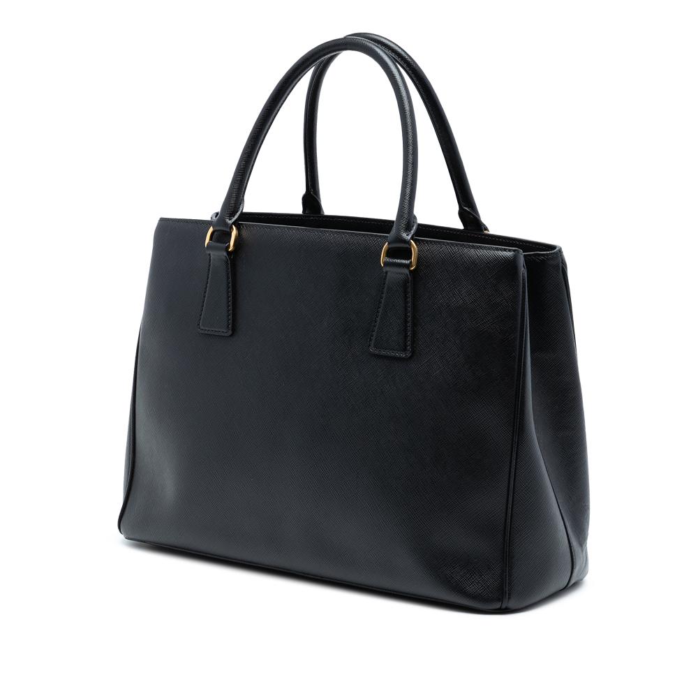 Prada AB Prada Black Saffiano Leather Medium Lux Galleria Satchel Italy