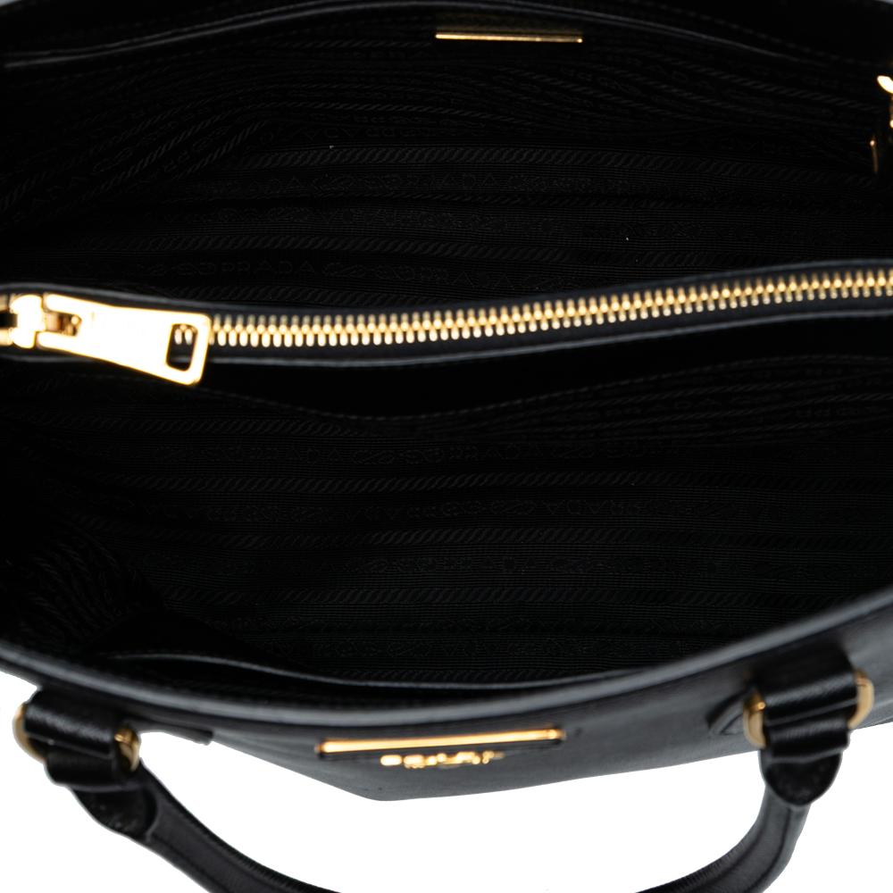 Prada AB Prada Black Saffiano Leather Medium Lux Galleria Satchel Italy
