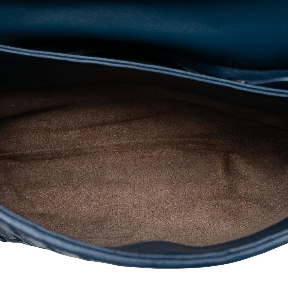 Bottega Veneta B Bottega Veneta Blue Nappa Leather Leather Small Nappa Intrecciato Olimpia Shoulder Bag Italy