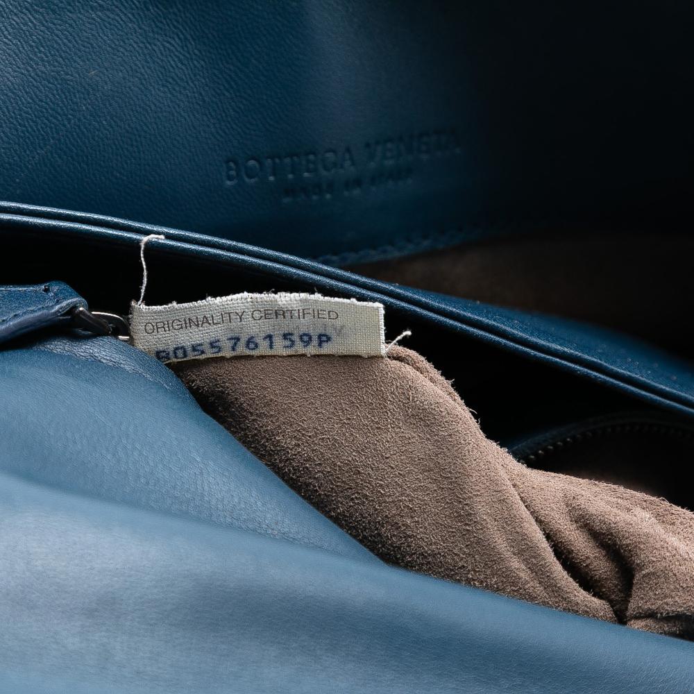 Bottega Veneta B Bottega Veneta Blue Nappa Leather Leather Small Nappa Intrecciato Olimpia Shoulder Bag Italy