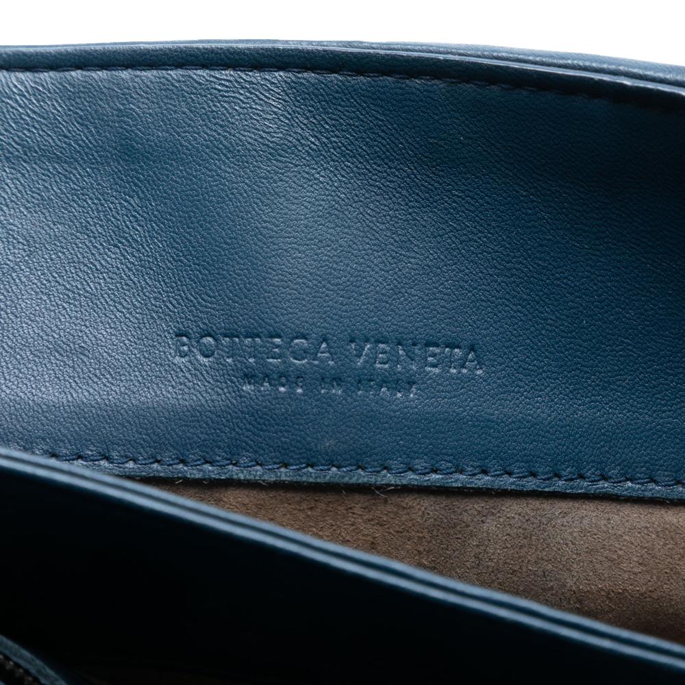 Bottega Veneta B Bottega Veneta Blue Nappa Leather Leather Small Nappa Intrecciato Olimpia Shoulder Bag Italy