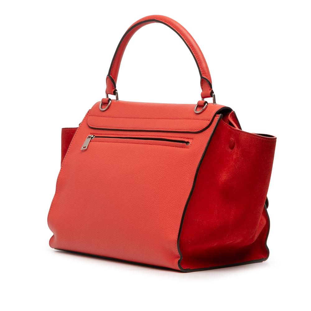 Celine AB Celine Red Calf Leather Medium Drummed skin and Suede Trapeze Satchel Italy