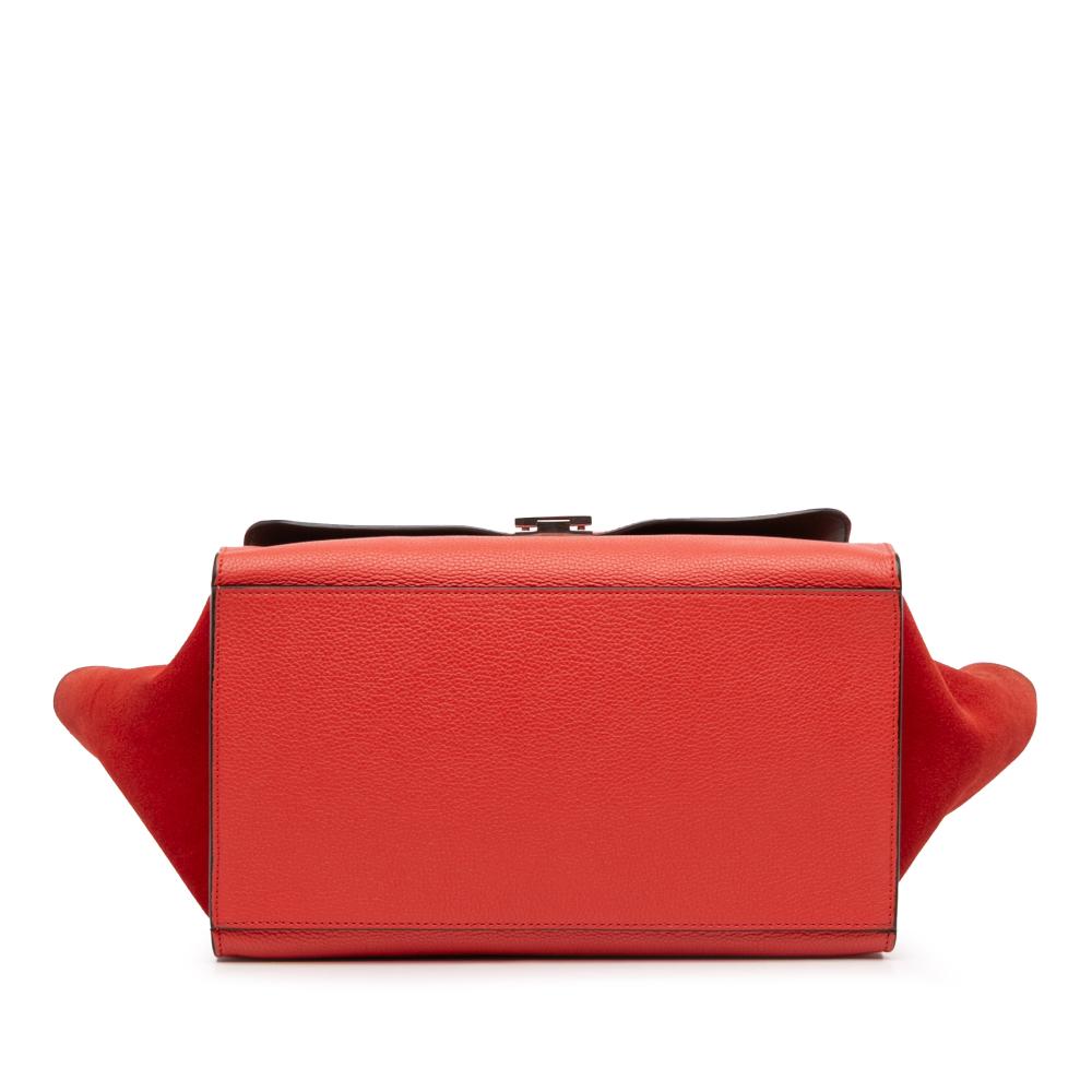 Celine AB Celine Red Calf Leather Medium Drummed skin and Suede Trapeze Satchel Italy