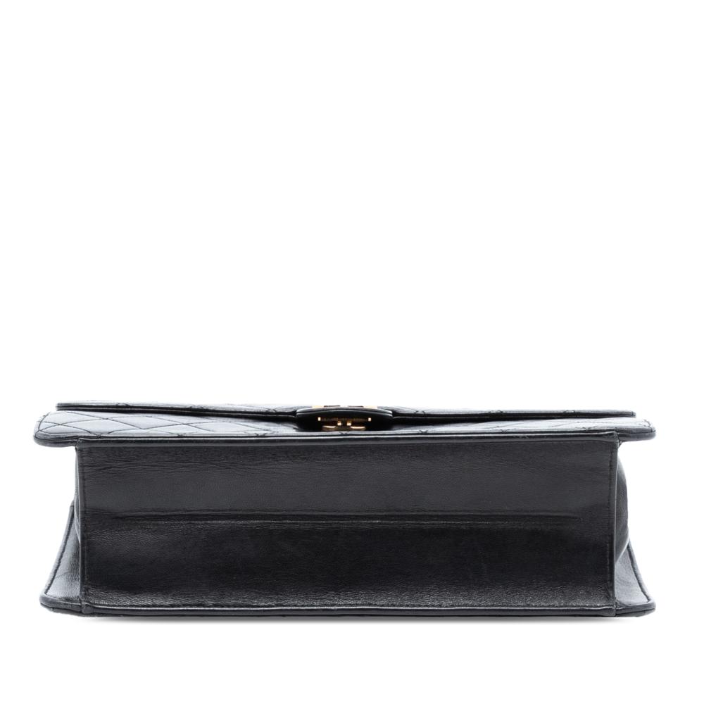 Chanel B Chanel Black Lambskin Leather Leather CC Quilted Lambskin Single Flap France