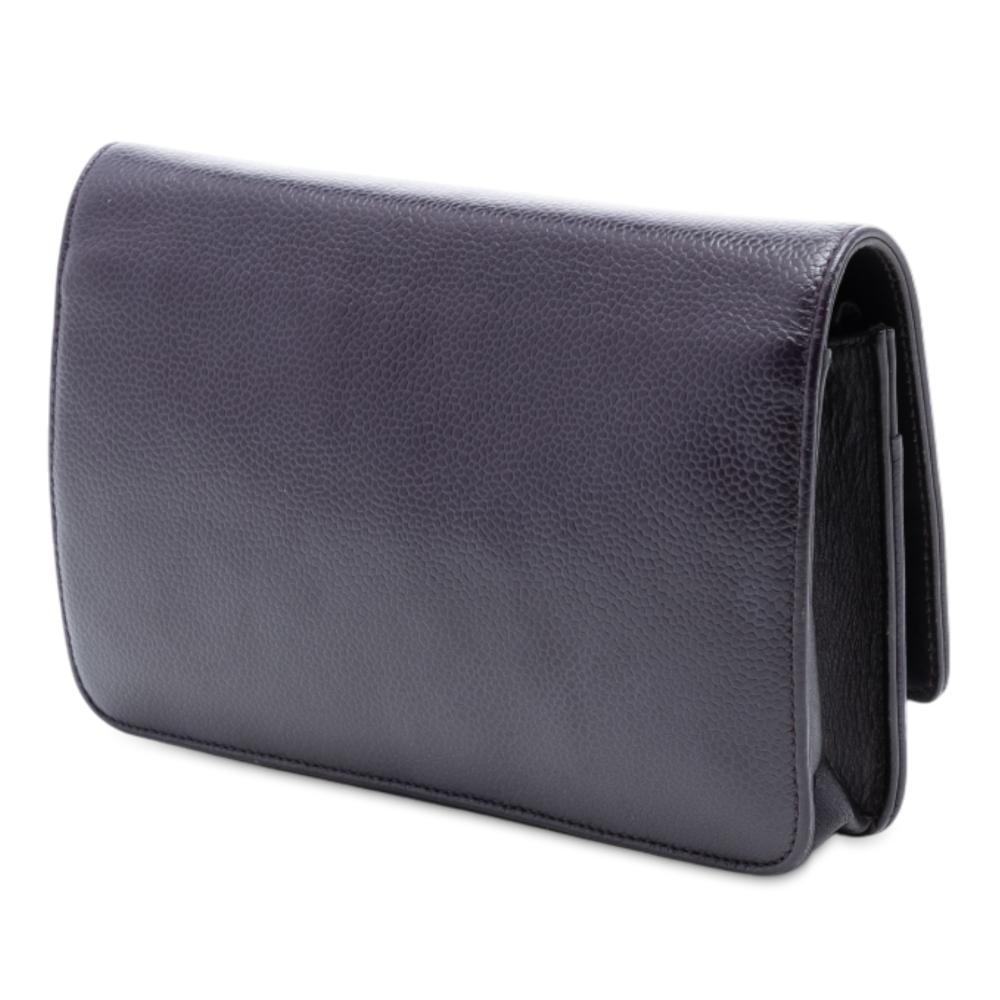 Chanel B Chanel Purple Plum Caviar Leather Leather CC Caviar Wallet On Chain Spain