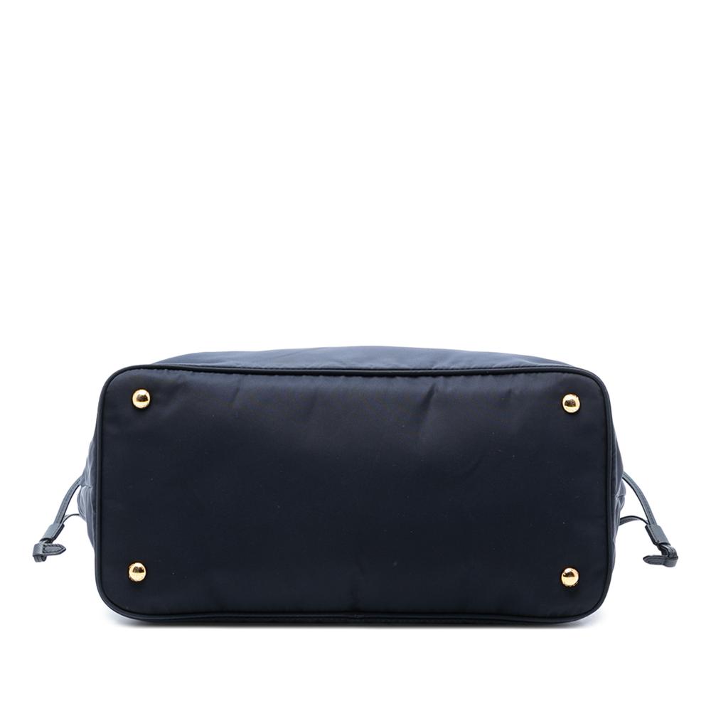 Prada B Prada Blue Dark Blue Nylon Fabric Saffiano Trimmed Tessuto Open Convertible Tote Italy