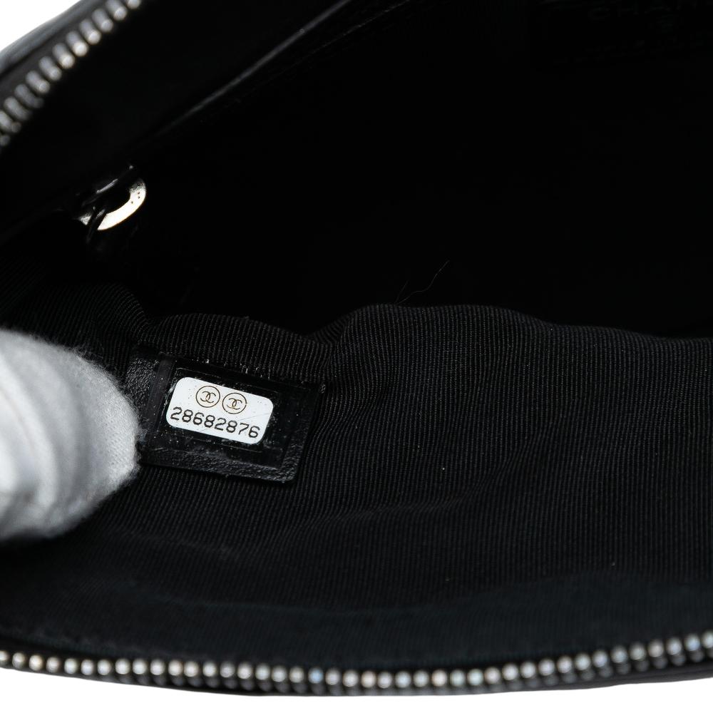 Chanel AB Chanel Black Calf Leather Medium Diagonal Chevron skin Tassel O Case Clutch Italy