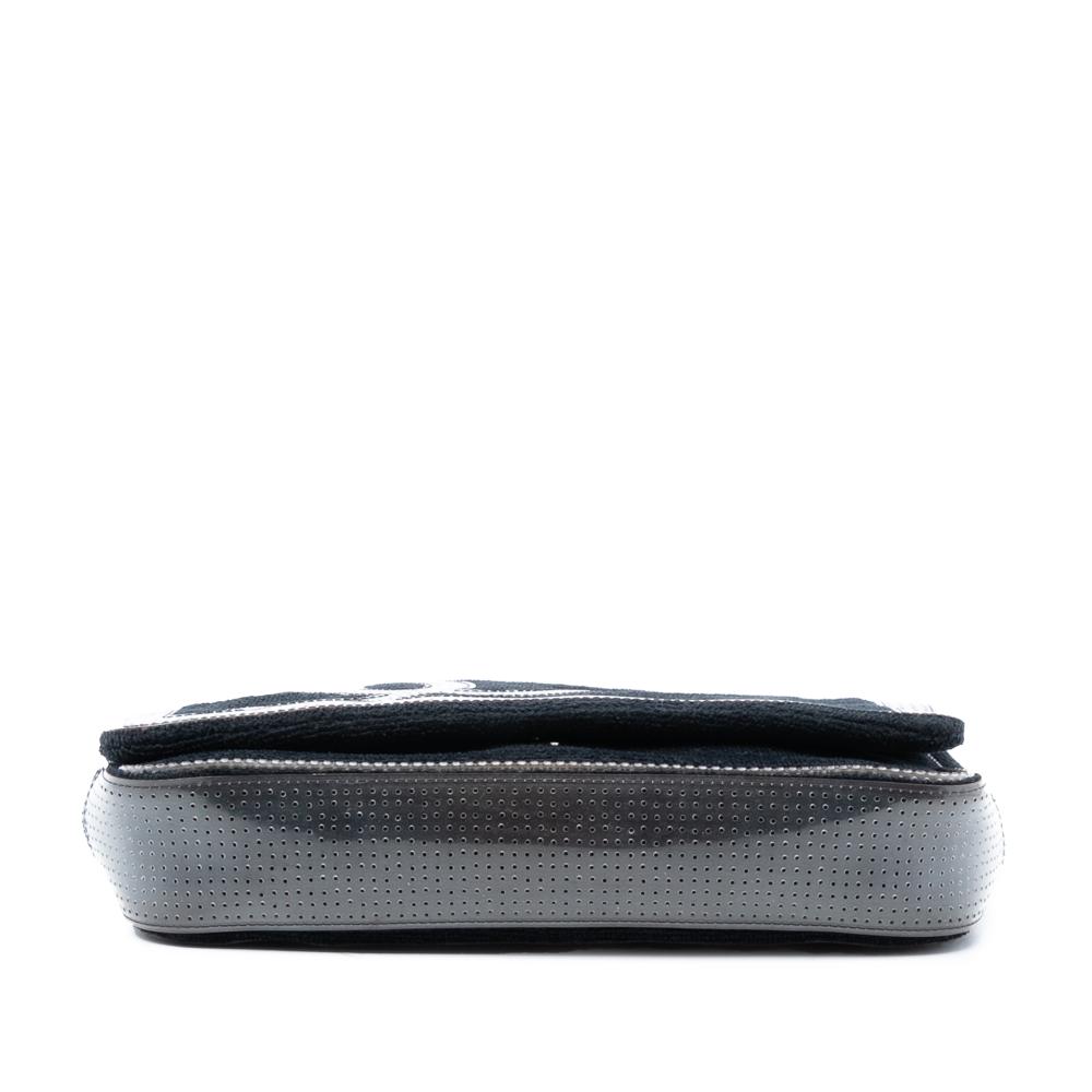 Chanel B Chanel Black Cotton Fabric Terry Cloth CC Sport Line Shoulder Bag Italy