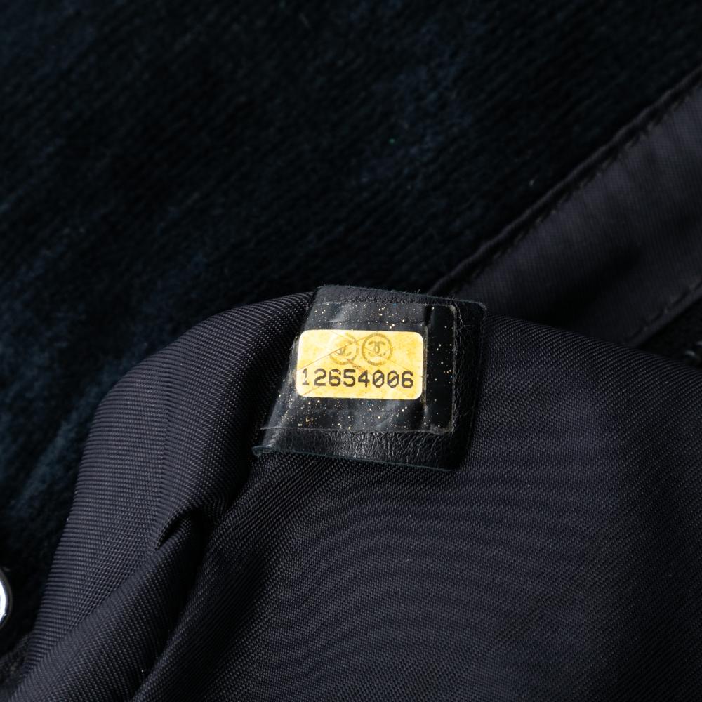 Chanel B Chanel Black Cotton Fabric Terry Cloth CC Sport Line Shoulder Bag Italy