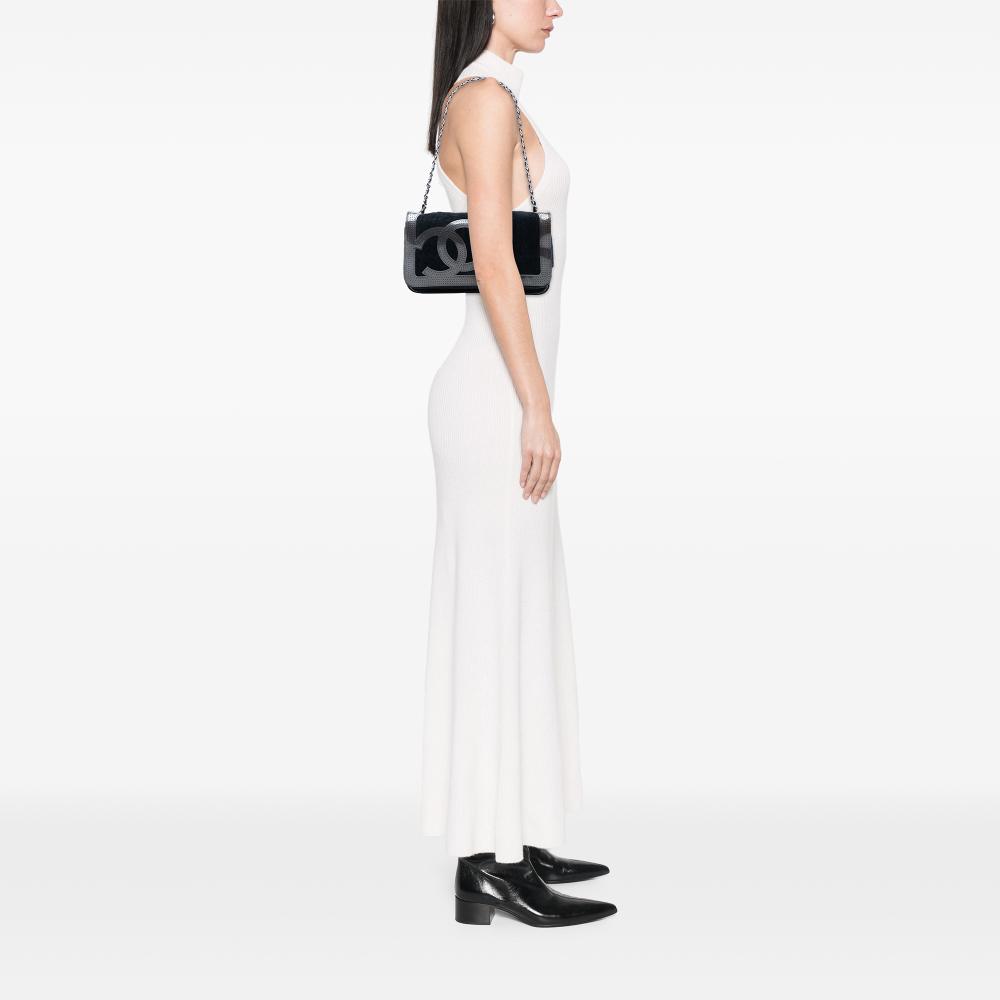 Chanel B Chanel Black Cotton Fabric Terry Cloth CC Sport Line Shoulder Bag Italy