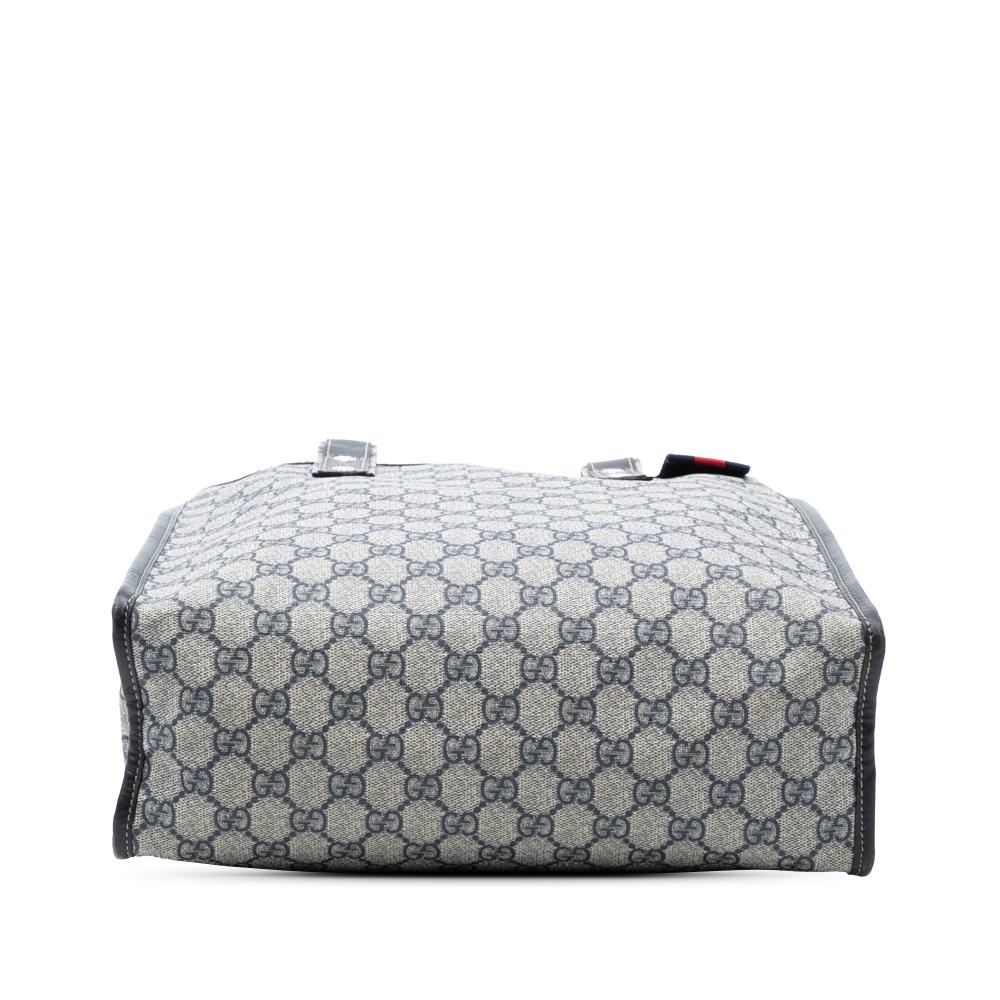 Gucci AB Gucci Brown Beige Coated Canvas Fabric GG Supreme Web Tote Italy