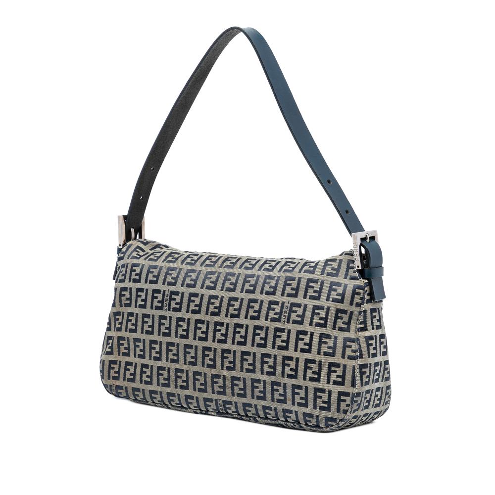 Fendi B Fendi Gray Canvas Fabric Zucchino Double Flap Shoulder Bag Italy