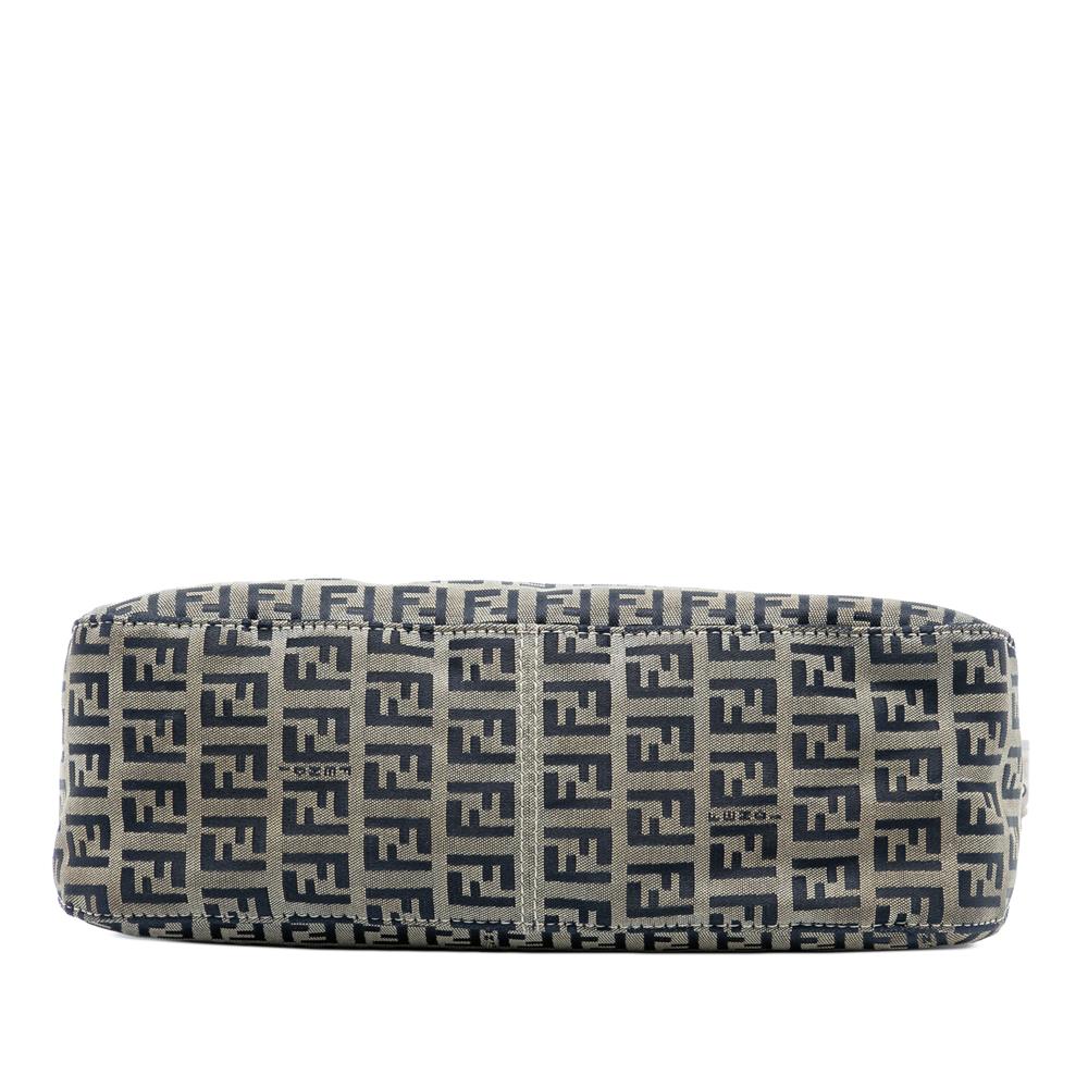 Fendi B Fendi Gray Canvas Fabric Zucchino Double Flap Shoulder Bag Italy