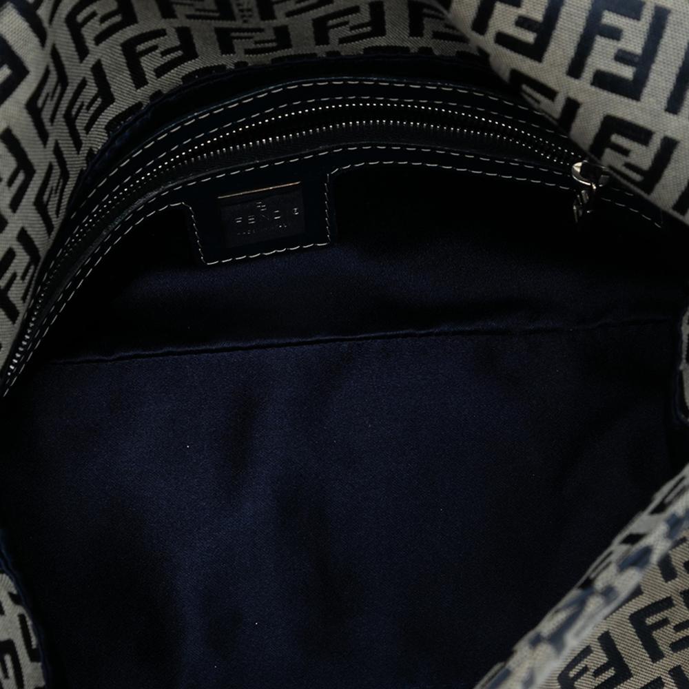 Fendi B Fendi Gray Canvas Fabric Zucchino Double Flap Shoulder Bag Italy