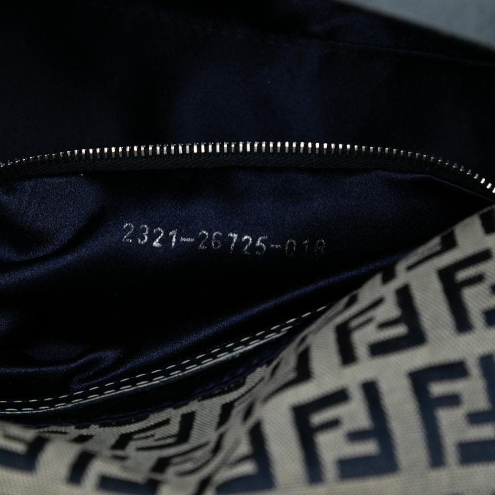 Fendi B Fendi Gray Canvas Fabric Zucchino Double Flap Shoulder Bag Italy