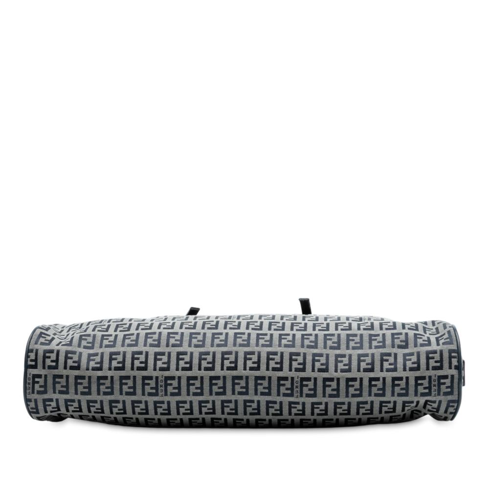 Fendi B Fendi Gray with Blue Canvas Fabric Zucchino Handbag Italy