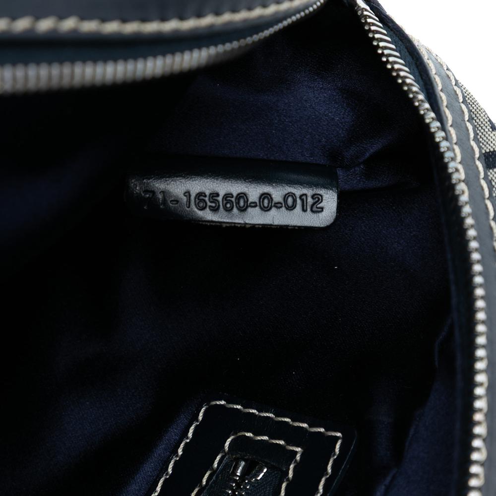 Fendi B Fendi Gray with Blue Canvas Fabric Zucchino Handbag Italy