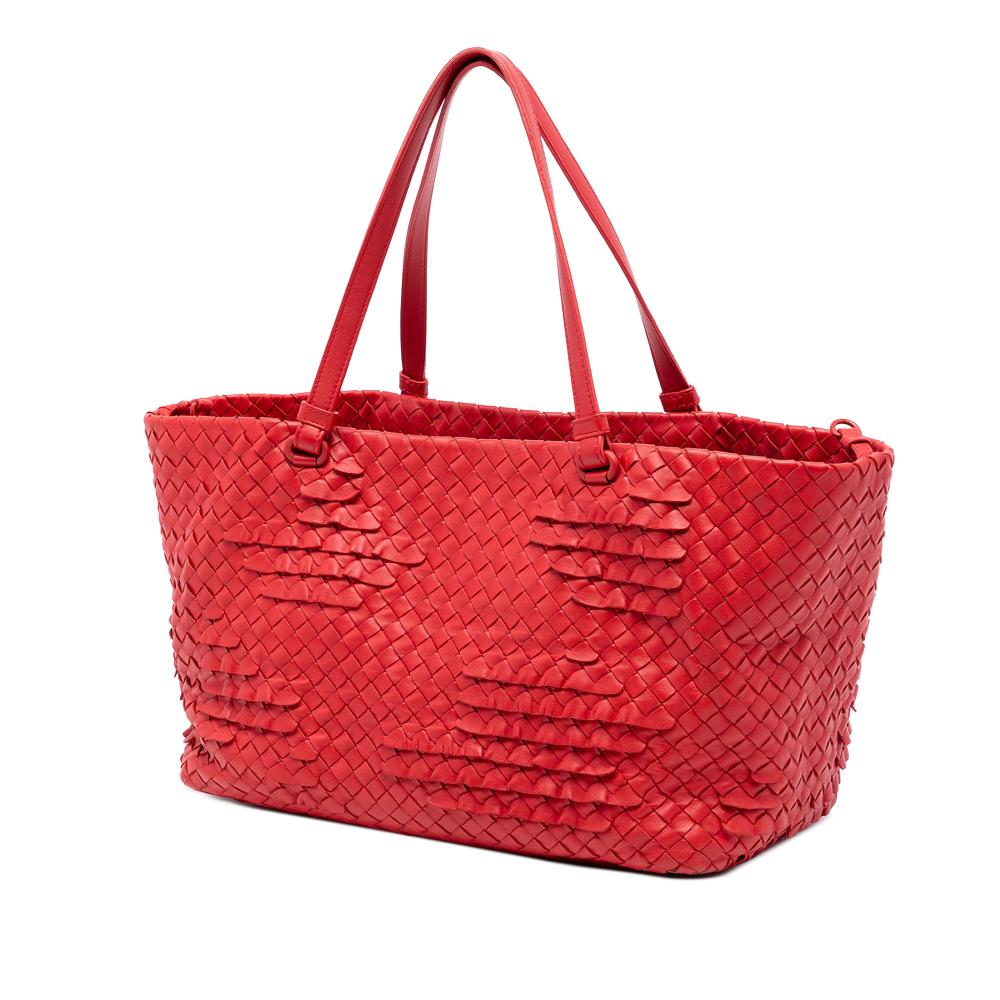 Bottega Veneta AB Bottega Veneta Red Nappa Leather Leather Nappa Intrecciato Ruffle Tote Italy