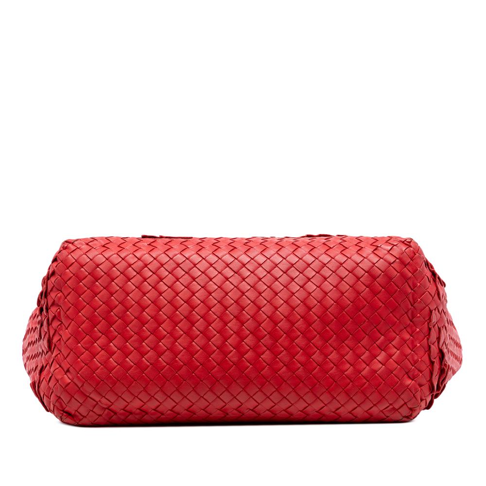 Bottega Veneta AB Bottega Veneta Red Nappa Leather Leather Nappa Intrecciato Ruffle Tote Italy