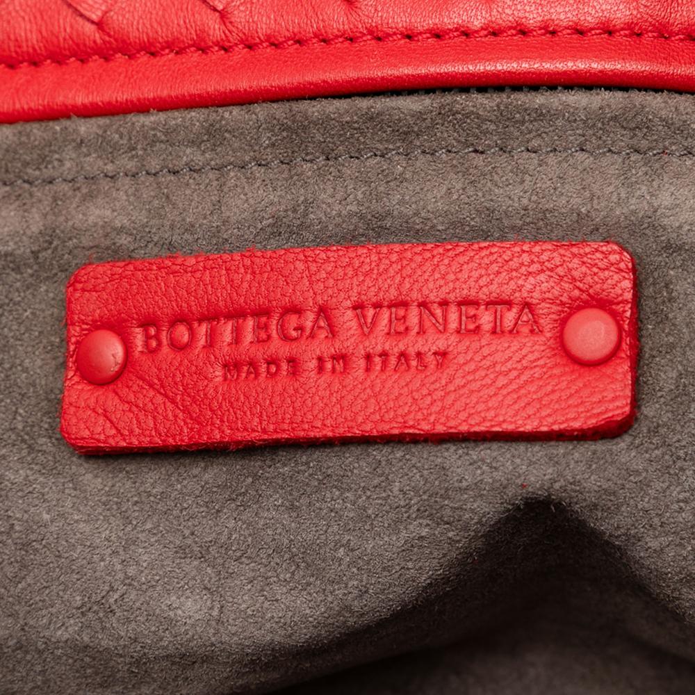 Bottega Veneta AB Bottega Veneta Red Nappa Leather Leather Nappa Intrecciato Ruffle Tote Italy