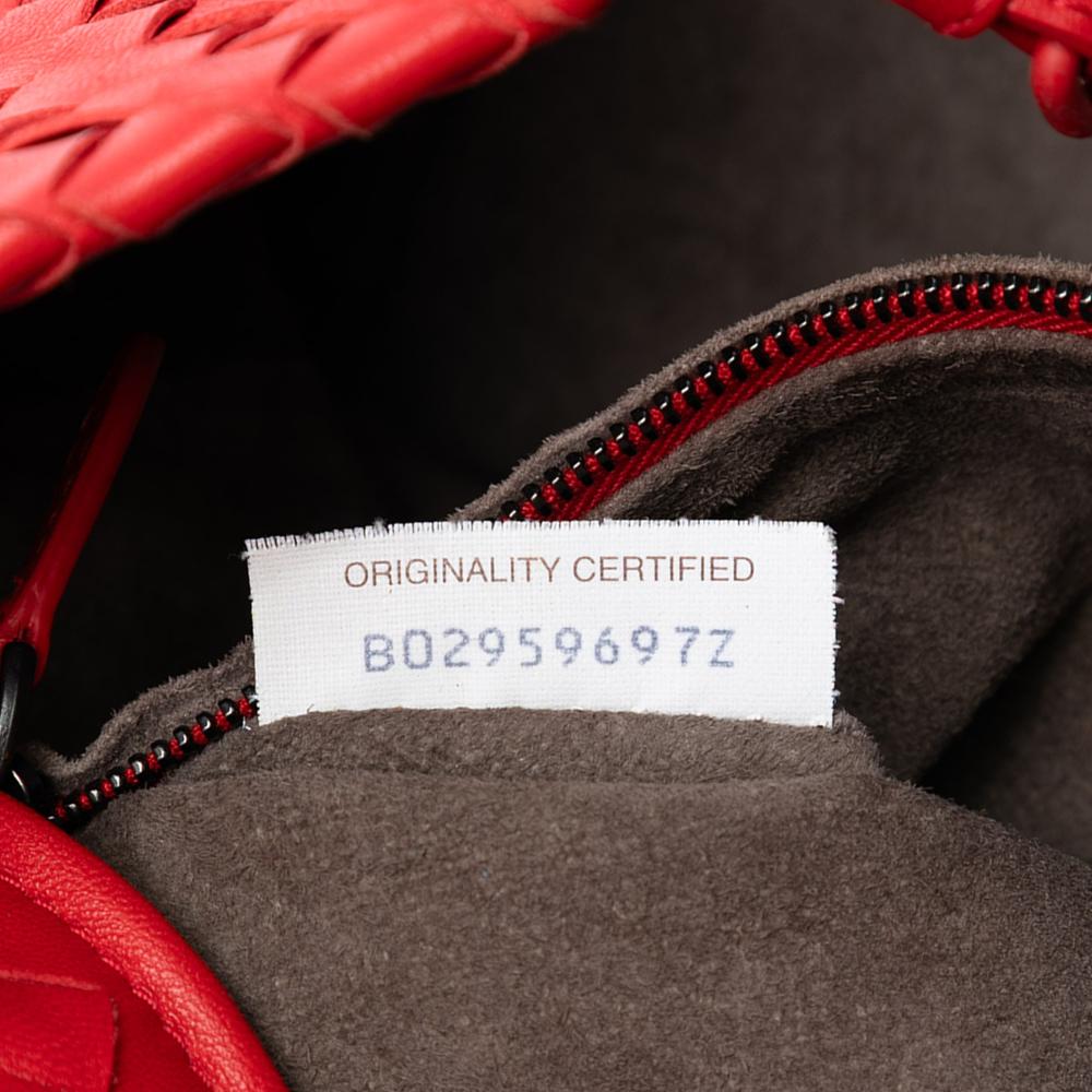 Bottega Veneta AB Bottega Veneta Red Nappa Leather Leather Nappa Intrecciato Ruffle Tote Italy