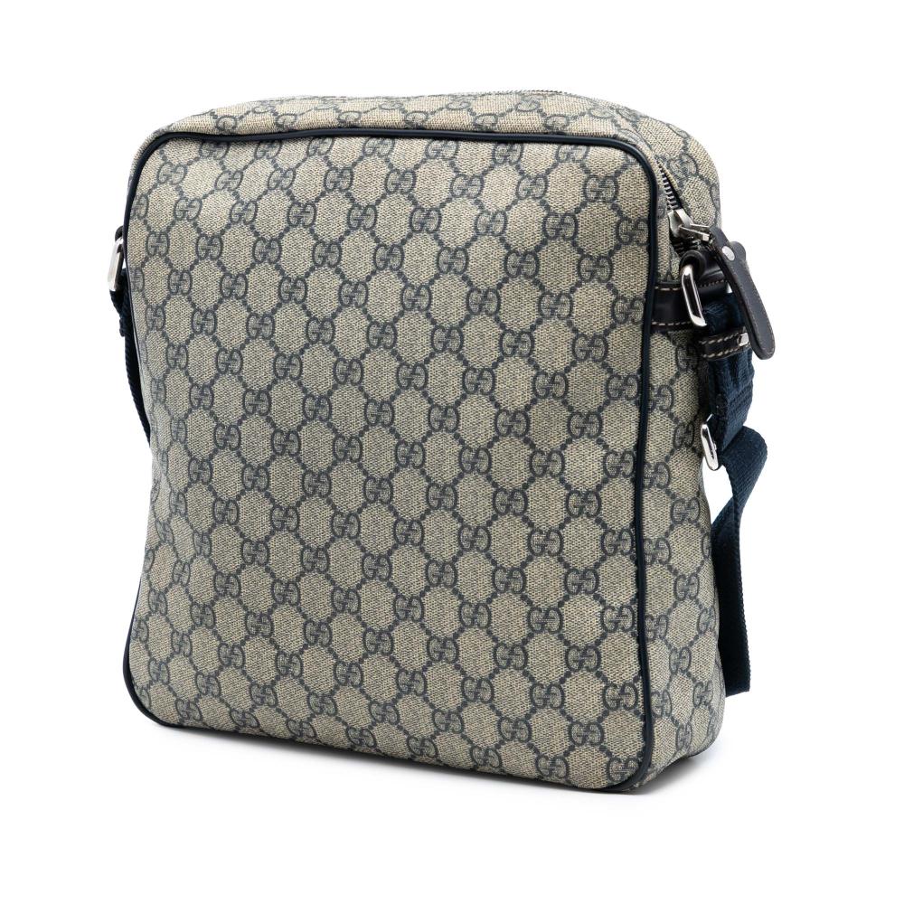 Gucci AB Gucci Brown Beige Coated Canvas Fabric GG Supreme Crossbody Italy