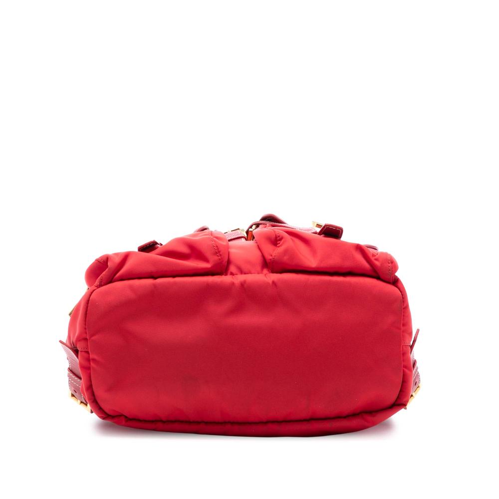 Prada AB Prada Red Nylon Fabric Saffiano Trimmed Tessuto Backpack Italy