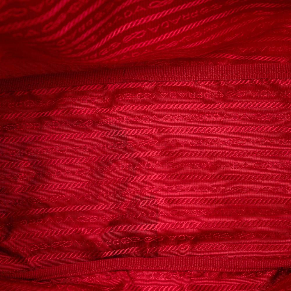 Prada AB Prada Red Nylon Fabric Saffiano Trimmed Tessuto Backpack Italy