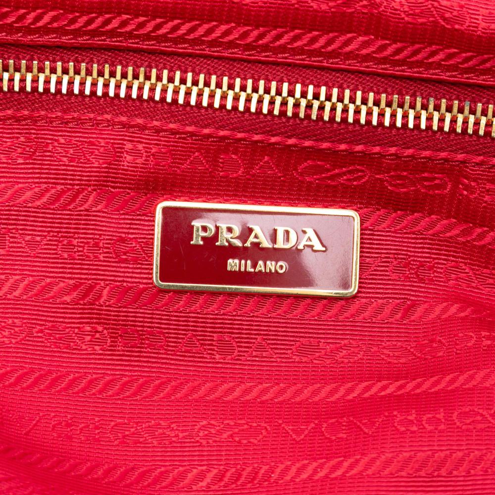 Prada AB Prada Red Nylon Fabric Saffiano Trimmed Tessuto Backpack Italy