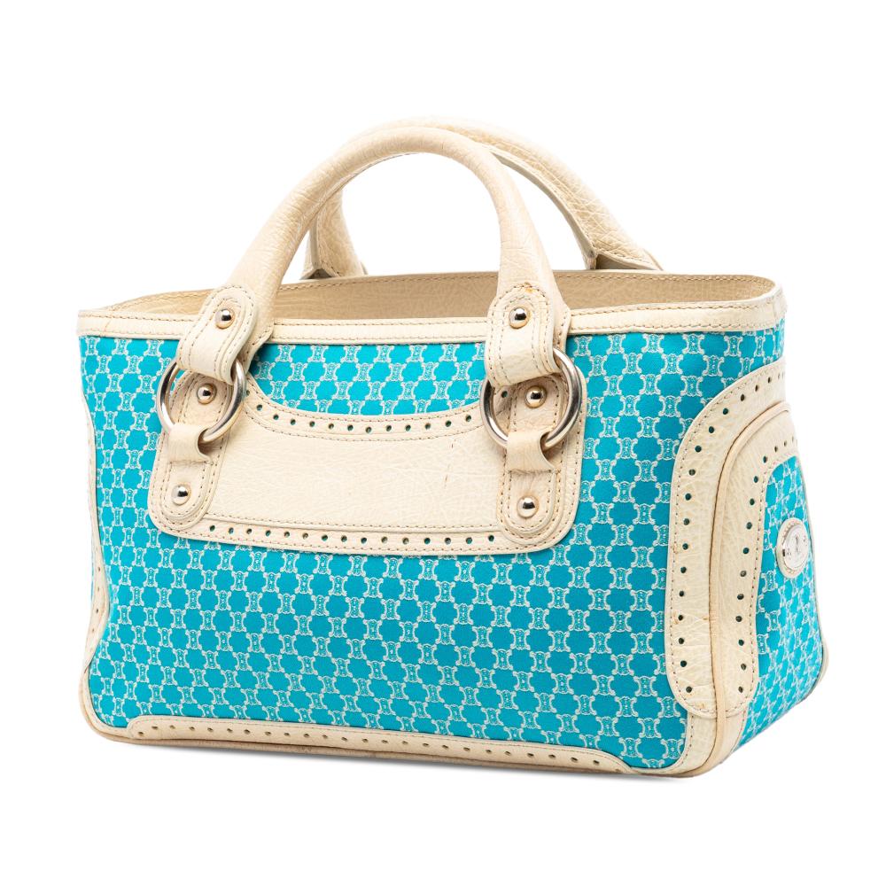 Celine B Celine Blue with White Canvas Fabric Macadam Boogie Handbag China