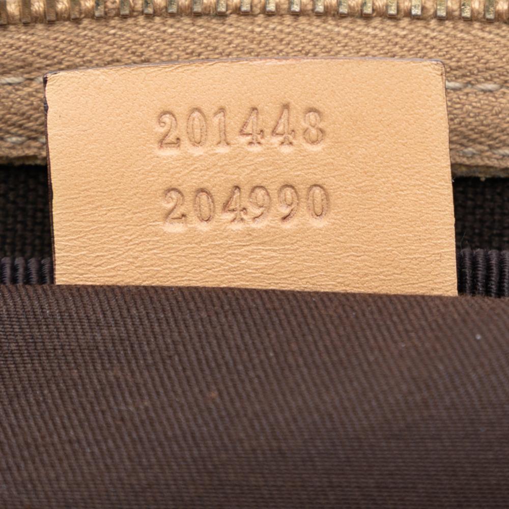 Gucci B Gucci Brown Light Beige Coated Canvas Fabric GG Supreme Crossbody Italy