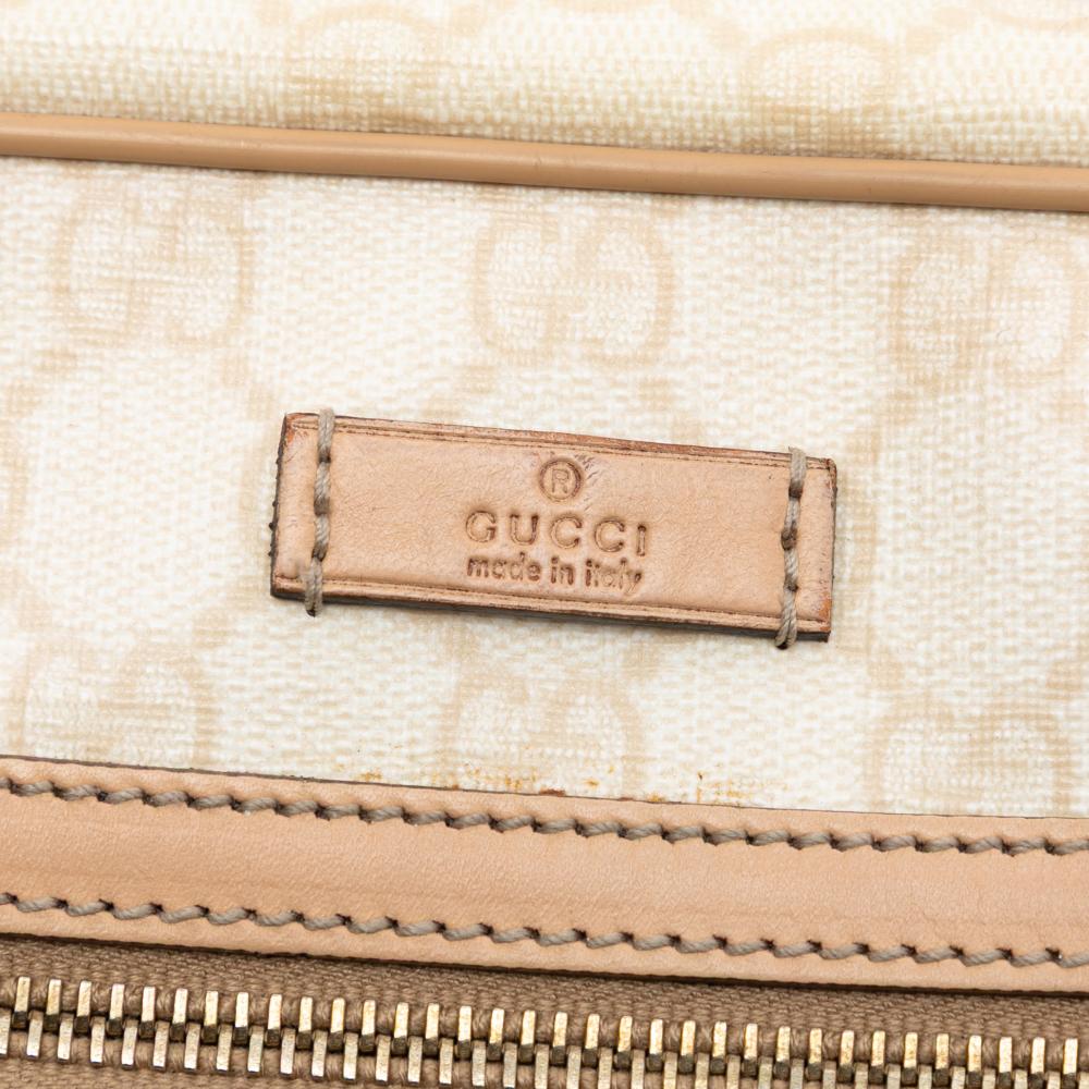 Gucci B Gucci Brown Light Beige Coated Canvas Fabric GG Supreme Crossbody Italy