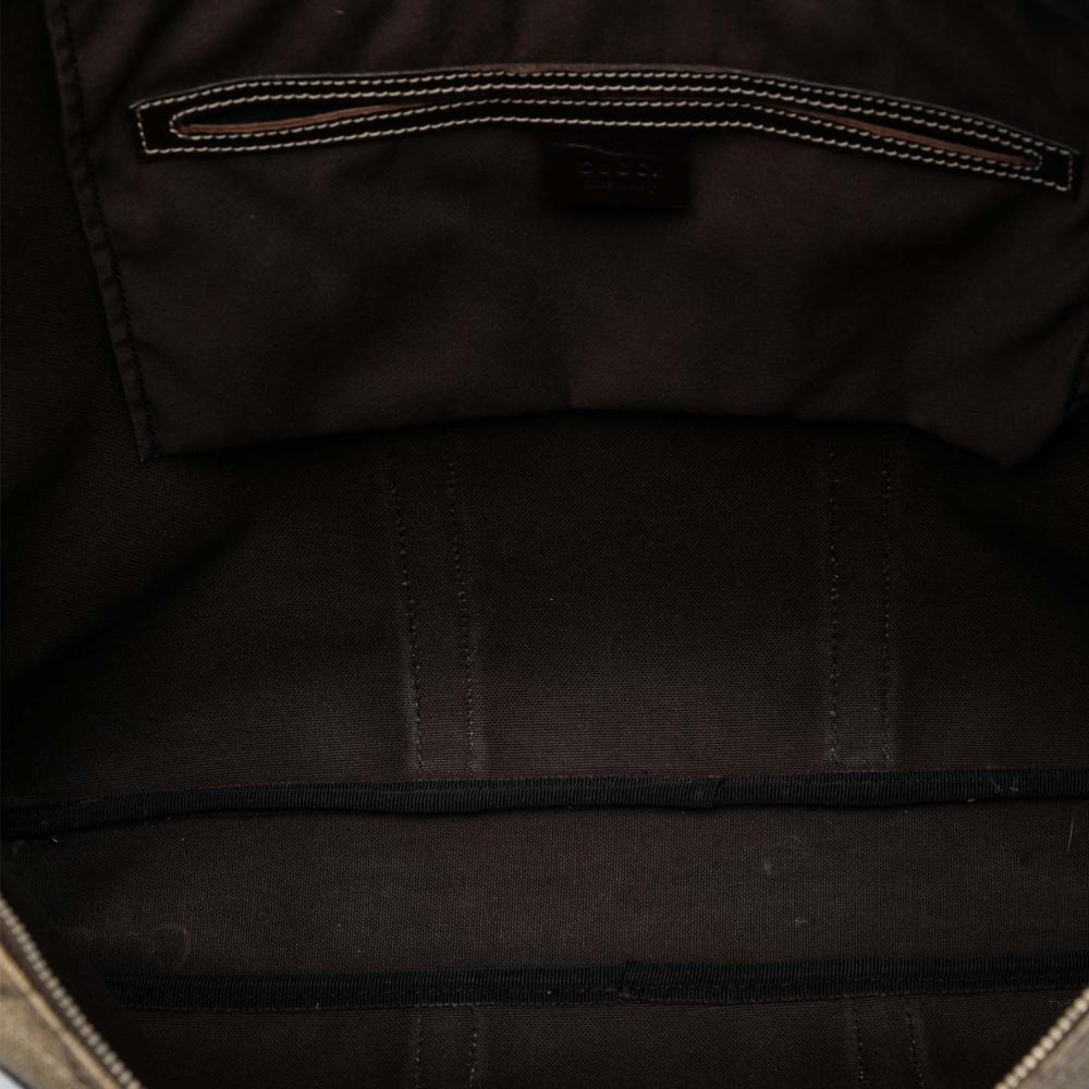 Gucci B Gucci Brown Beige Coated Canvas Fabric GG Supreme Business Bag Italy