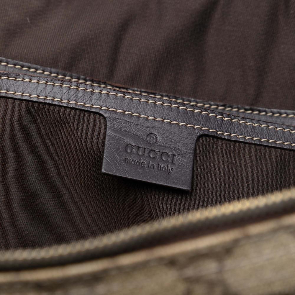 Gucci B Gucci Brown Beige Coated Canvas Fabric GG Supreme Business Bag Italy