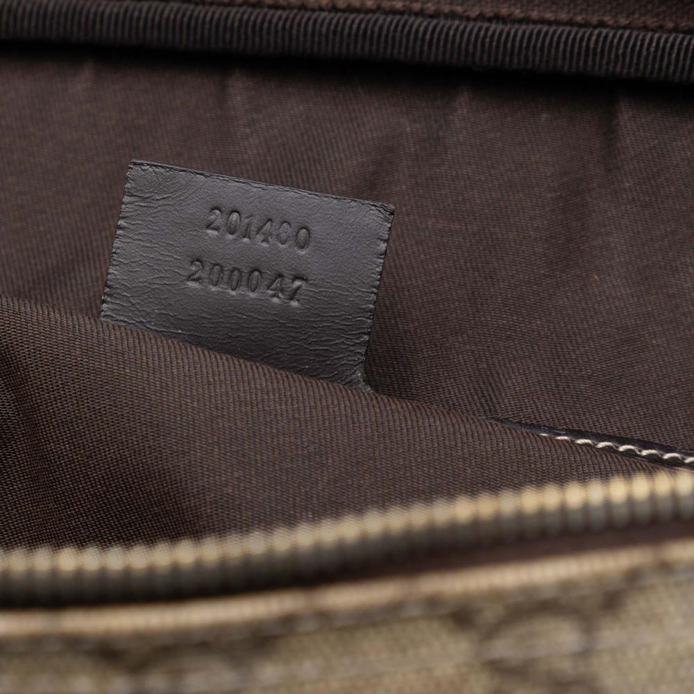 Gucci B Gucci Brown Beige Coated Canvas Fabric GG Supreme Business Bag Italy