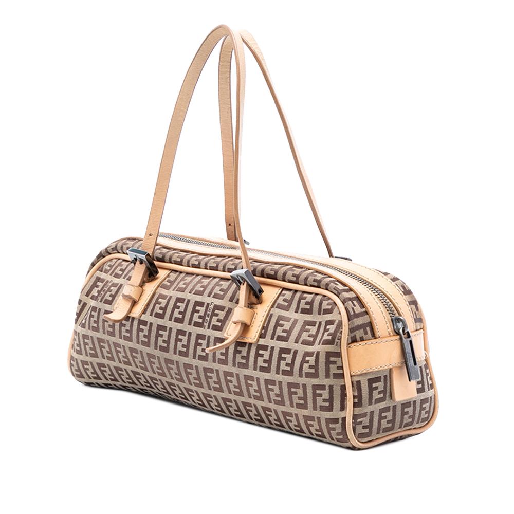 Fendi B Fendi Brown Light Brown Canvas Fabric Zucchino Handbag Italy