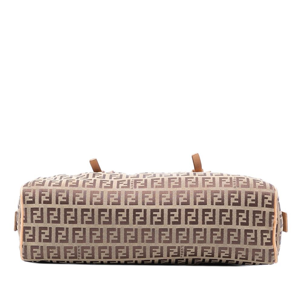 Fendi B Fendi Brown Light Brown Canvas Fabric Zucchino Handbag Italy