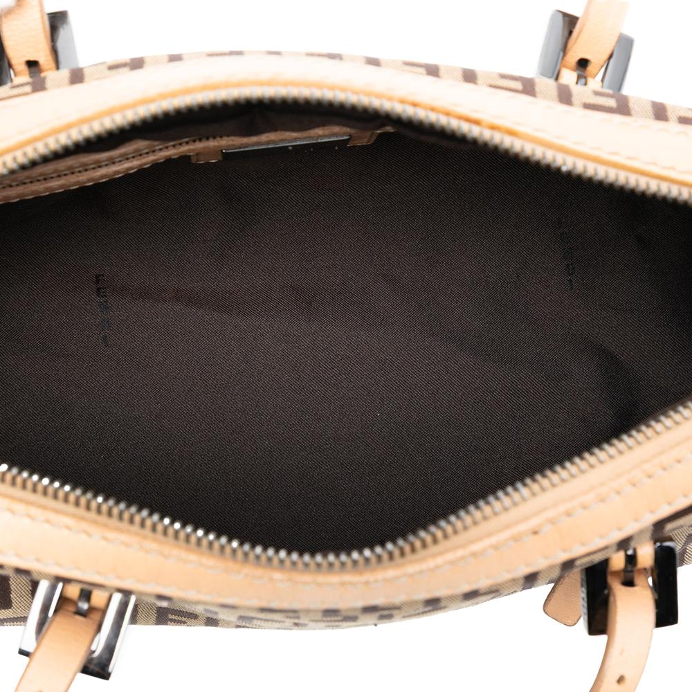 Fendi B Fendi Brown Light Brown Canvas Fabric Zucchino Handbag Italy