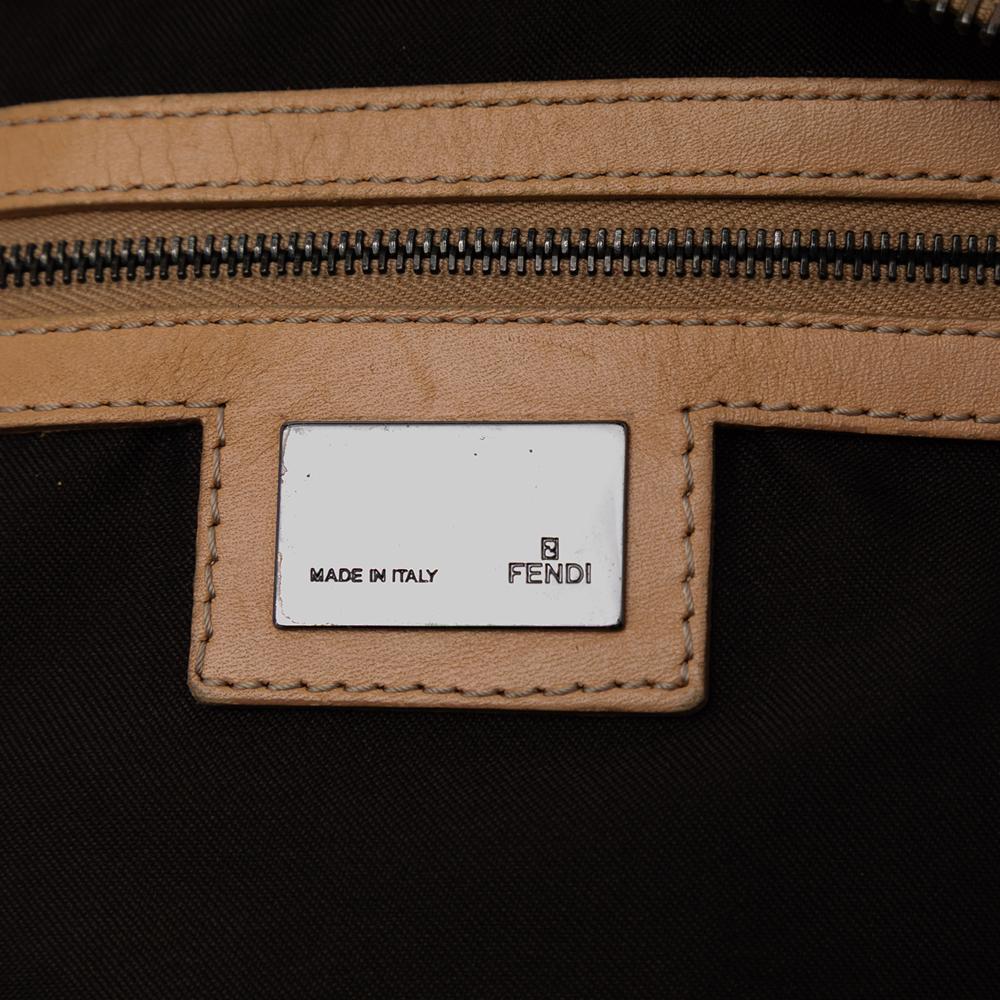 Fendi B Fendi Brown Light Brown Canvas Fabric Zucchino Handbag Italy